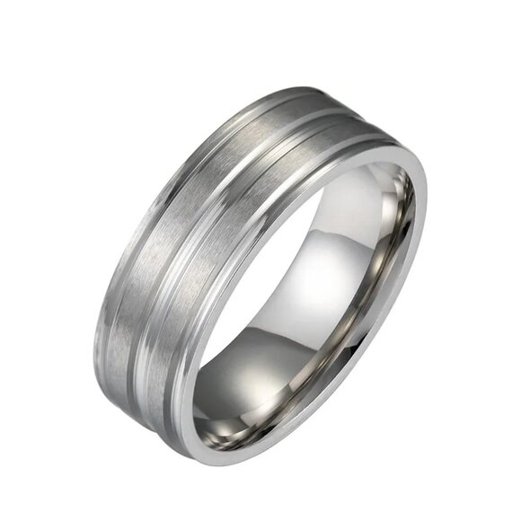 3/$35 Men's Stainless Steel Silver Brushed Finish Ring Wedding Fashion Band - Picture 7 of 7